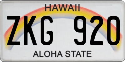 HI license plate ZKG920