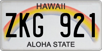 HI license plate ZKG921