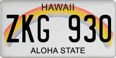 HI license plate ZKG930