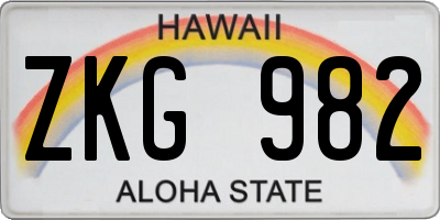 HI license plate ZKG982