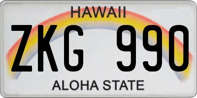 HI license plate ZKG990