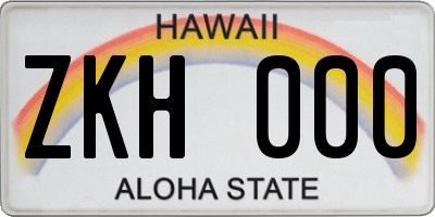 HI license plate ZKH000