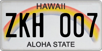 HI license plate ZKH007