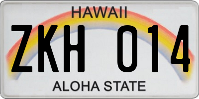 HI license plate ZKH014