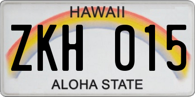 HI license plate ZKH015