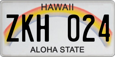 HI license plate ZKH024