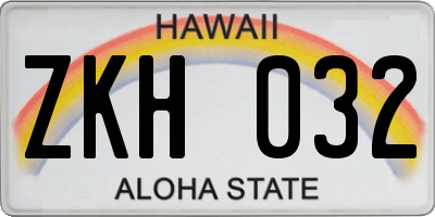 HI license plate ZKH032