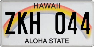 HI license plate ZKH044