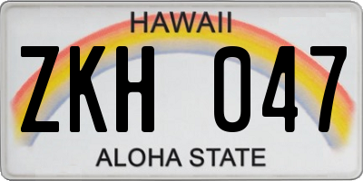 HI license plate ZKH047