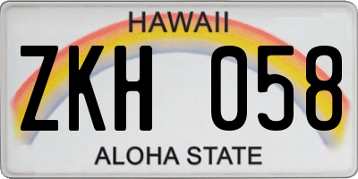 HI license plate ZKH058