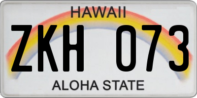 HI license plate ZKH073