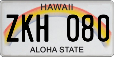 HI license plate ZKH080