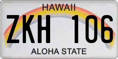 HI license plate ZKH106