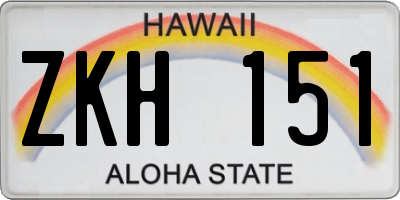 HI license plate ZKH151