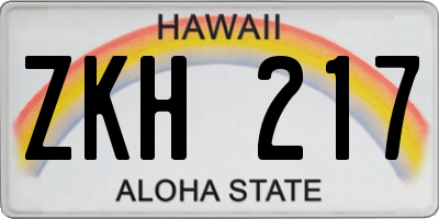 HI license plate ZKH217