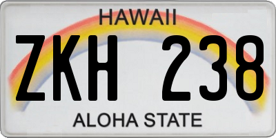 HI license plate ZKH238