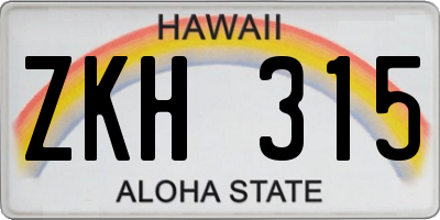 HI license plate ZKH315