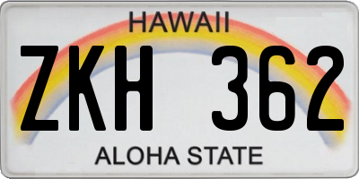 HI license plate ZKH362