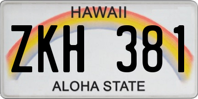 HI license plate ZKH381