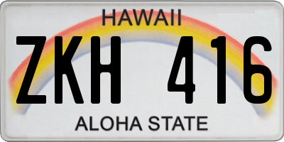 HI license plate ZKH416