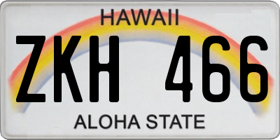 HI license plate ZKH466