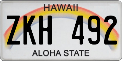 HI license plate ZKH492