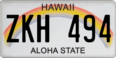 HI license plate ZKH494