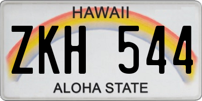 HI license plate ZKH544