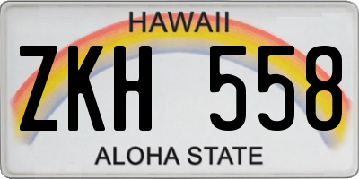 HI license plate ZKH558