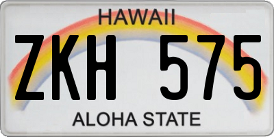 HI license plate ZKH575