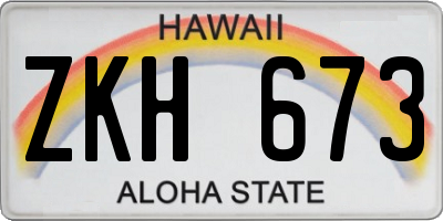 HI license plate ZKH673