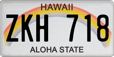 HI license plate ZKH718