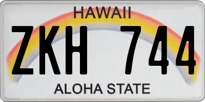 HI license plate ZKH744