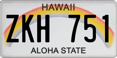 HI license plate ZKH751