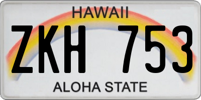 HI license plate ZKH753