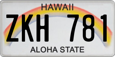 HI license plate ZKH781