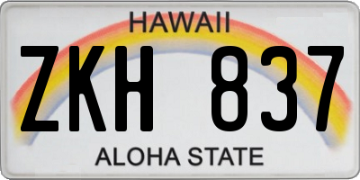 HI license plate ZKH837