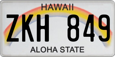 HI license plate ZKH849