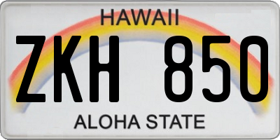 HI license plate ZKH850