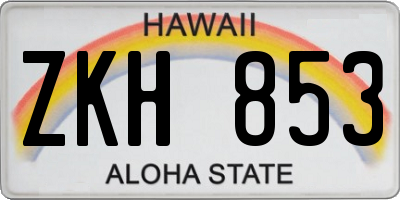 HI license plate ZKH853