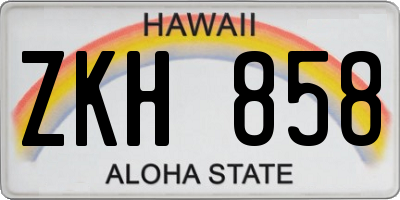 HI license plate ZKH858