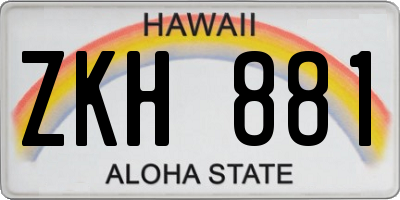 HI license plate ZKH881