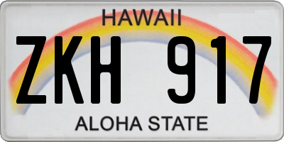 HI license plate ZKH917