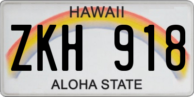 HI license plate ZKH918