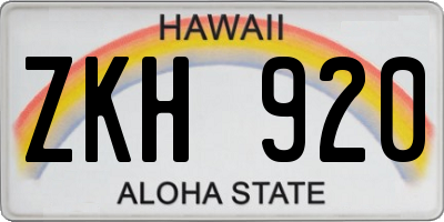 HI license plate ZKH920
