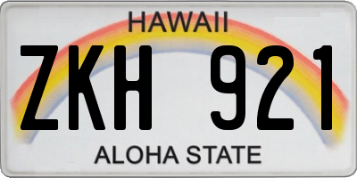 HI license plate ZKH921