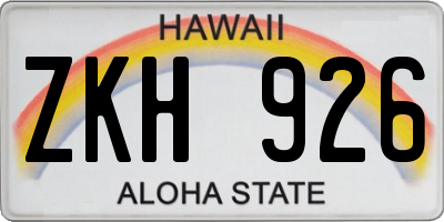 HI license plate ZKH926