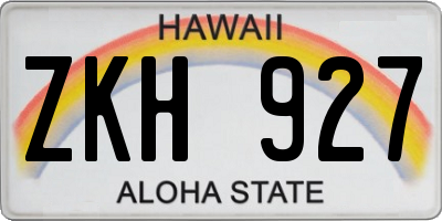 HI license plate ZKH927