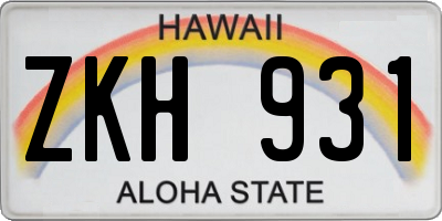 HI license plate ZKH931