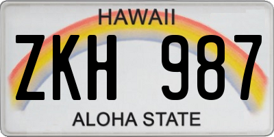 HI license plate ZKH987